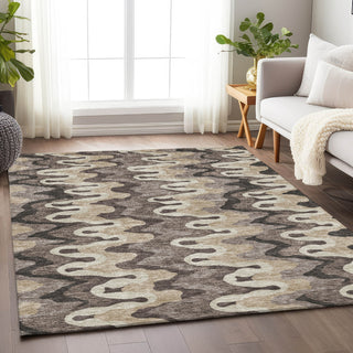 Piper Looms Mayfield Waves AMF750 Taupe Machine Washable Area Rug Lifestyle Image Feature