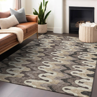 Piper Looms Mayfield Waves AMF750 Taupe Machine Washable Area Rug Lifestyle Image Feature