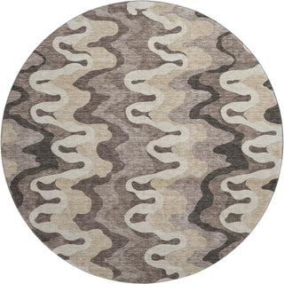 Piper Looms Mayfield Waves AMF750 Taupe Machine Washable Area Rug Round Main Image