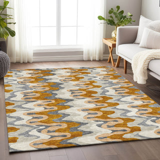 Piper Looms Mayfield Waves AMF750 Terracotta Machine Washable Area Rug Lifestyle Image Feature