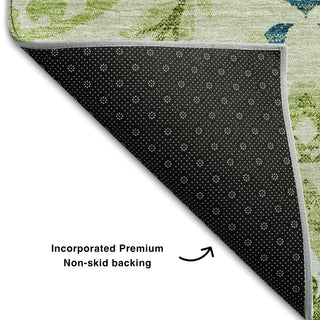 Piper Looms Mayfield Floral AMF751 Aloe Machine Washable Area Rug Backing Image