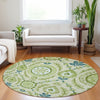 Piper Looms Mayfield Floral AMF751 Aloe Machine Washable Area Rug Round Lifestyle Image Feature