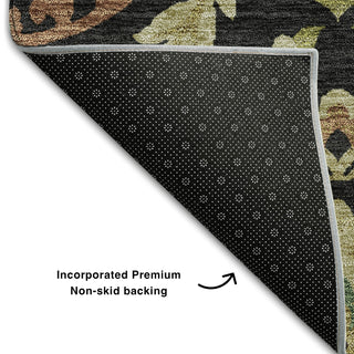 Piper Looms Mayfield Floral AMF751 Black Machine Washable Area Rug Backing Image
