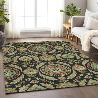 Piper Looms Mayfield Floral AMF751 Black Machine Washable Area Rug Lifestyle Image Feature