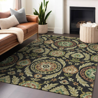 Piper Looms Mayfield Floral AMF751 Black Machine Washable Area Rug Lifestyle Image Feature