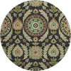 Piper Looms Mayfield Floral AMF751 Black Machine Washable Area Rug Round Main Image