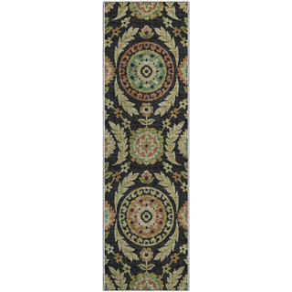 Piper Looms Mayfield Floral AMF751 Black Machine Washable Area Rug Runner Main Image
