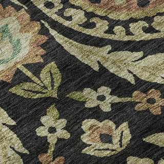 Piper Looms Mayfield Floral AMF751 Black Machine Washable Area Rug Swatch Image