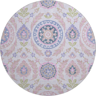 Piper Looms Mayfield Floral AMF751 Blush Machine Washable Area Rug Round Main Image