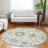 Piper Looms Mayfield Floral AMF751 Ivory Machine Washable Area Rug Round Lifestyle Image Feature
