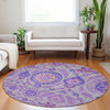 Piper Looms Mayfield Floral AMF751 Lavender Machine Washable Area Rug Round Lifestyle Image Feature