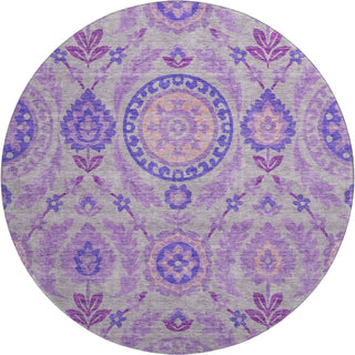 Piper Looms Mayfield Floral AMF751 Lavender Machine Washable Area Rug Round Main Image