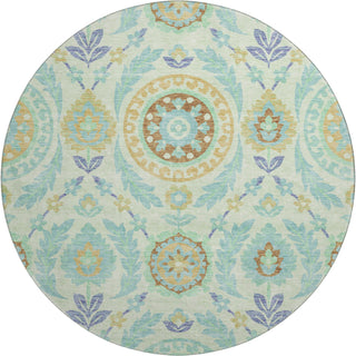 Piper Looms Mayfield Floral AMF751 Mint Machine Washable Area Rug Round Main Image