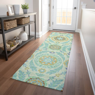 Piper Looms Mayfield Floral AMF751 Mint Machine Washable Area Rug Runner Lifestyle Image Feature