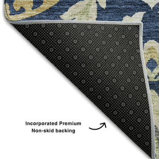 Piper Looms Mayfield Floral AMF751 Navy Machine Washable Area Rug Backing Image
