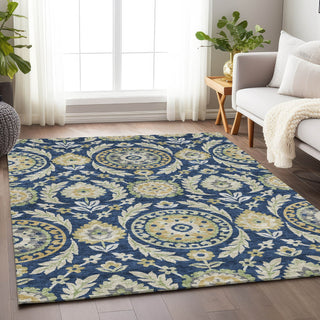 Piper Looms Mayfield Floral AMF751 Navy Machine Washable Area Rug Lifestyle Image Feature
