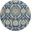 Piper Looms Mayfield Floral AMF751 Navy Machine Washable Area Rug Round Main Image