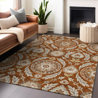 Piper Looms Mayfield Floral AMF751 Paprika Machine Washable Area Rug Lifestyle Image Feature