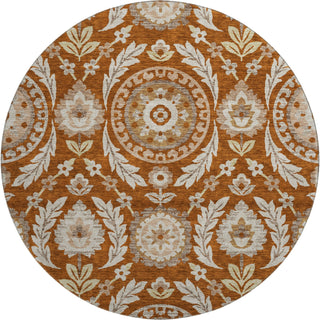 Piper Looms Mayfield Floral AMF751 Paprika Machine Washable Area Rug Round Main Image