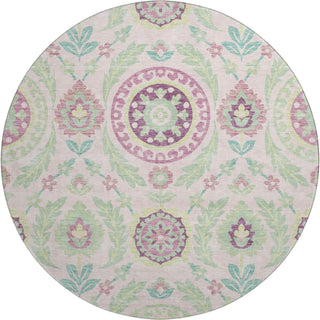 Piper Looms Mayfield Floral AMF751 Pink Machine Washable Area Rug Round Main Image