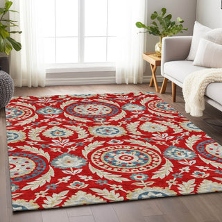 Piper Looms Mayfield Floral AMF751 Red Machine Washable Area Rug Lifestyle Image Feature