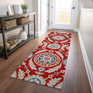 Piper Looms Mayfield Floral AMF751 Red Machine Washable Area Rug Runner Lifestyle Image Feature