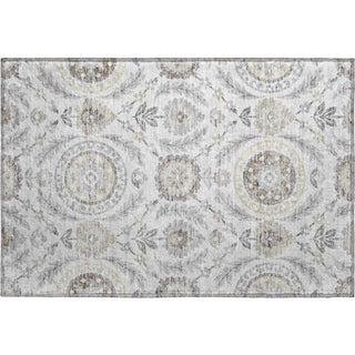 Piper Looms Mayfield Floral AMF751 Silver Machine Washable Area Rug Scatter Main Image