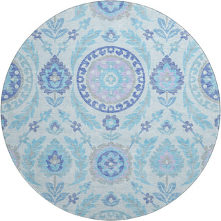 Piper Looms Mayfield Floral AMF751 Sky Machine Washable Area Rug Round Main Image