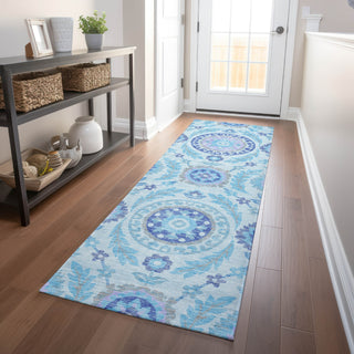 Piper Looms Mayfield Floral AMF751 Sky Machine Washable Area Rug Runner Lifestyle Image Feature
