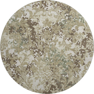 Piper Looms Mayfield Floral AMF752 Beige Machine Washable Area Rug Round Main Image