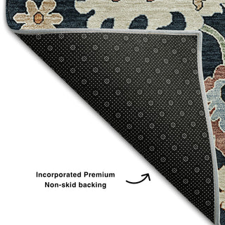 Piper Looms Mayfield Oushak AMF753 Black Machine Washable Area Rug Backing Image