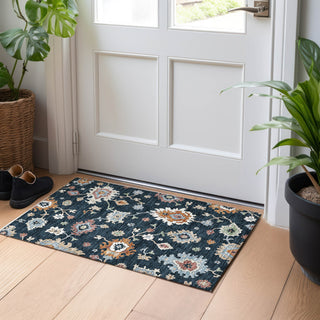 Piper Looms Mayfield Oushak AMF753 Black Machine Washable Area Rug Scatter Lifestyle Image Feature