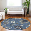 Piper Looms Mayfield Oushak AMF753 Blue Machine Washable Area Rug Round Lifestyle Image Feature
