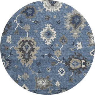 Piper Looms Mayfield Oushak AMF753 Blue Machine Washable Area Rug Round Main Image