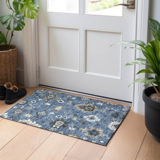 Piper Looms Mayfield Oushak AMF753 Blue Machine Washable Area Rug Scatter Lifestyle Image Feature