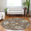 Piper Looms Mayfield Oushak AMF753 Chocolate Machine Washable Area Rug Round Lifestyle Image Feature