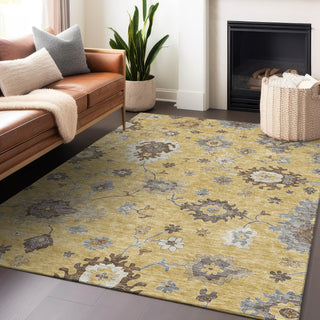 Piper Looms Mayfield Oushak AMF753 Gold Machine Washable Area Rug Lifestyle Image Feature