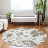 Piper Looms Mayfield Oushak AMF753 Ivory Machine Washable Area Rug Round Lifestyle Image Feature