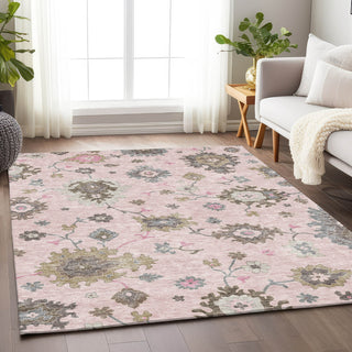Piper Looms Mayfield Oushak AMF753 Pink Machine Washable Area Rug Lifestyle Image Feature