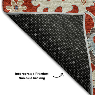Piper Looms Mayfield Oushak AMF753 Red Machine Washable Area Rug Backing Image