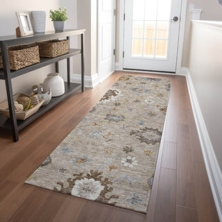 Piper Looms Mayfield Oushak AMF753 Taupe Machine Washable Area Rug Runner Lifestyle Image Feature