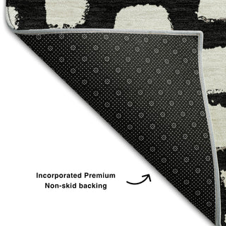 Piper Looms Mayfield Squares AMF754 Black Machine Washable Area Rug Backing Image