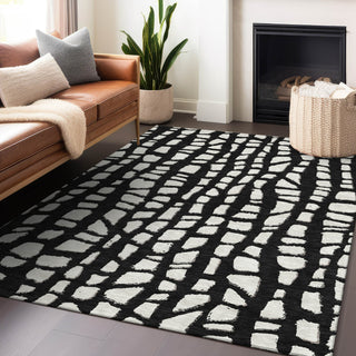 Piper Looms Mayfield Squares AMF754 Black Machine Washable Area Rug Lifestyle Image Feature