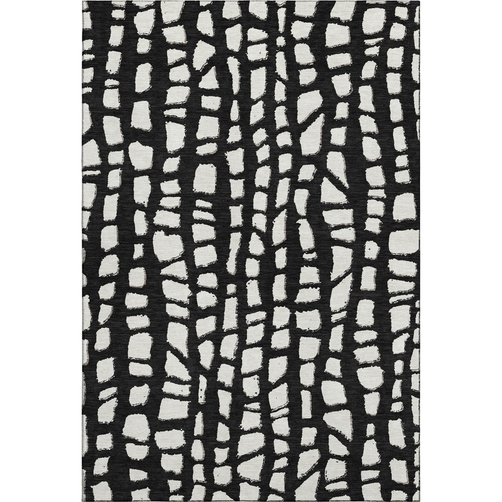 Piper Looms Mayfield Squares AMF754 Black Machine Washable Area Rug main image