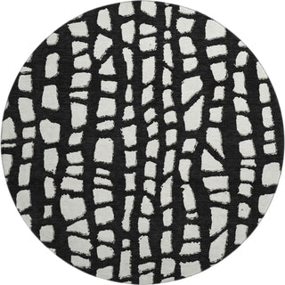 Piper Looms Mayfield Squares AMF754 Black Machine Washable Area Rug Round Main Image