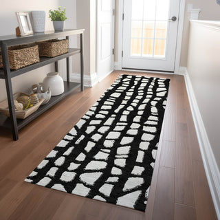 Piper Looms Mayfield Squares AMF754 Black Machine Washable Area Rug Runner Lifestyle Image Feature