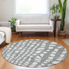 Piper Looms Mayfield Squares AMF754 Gray Machine Washable Area Rug Round Lifestyle Image Feature