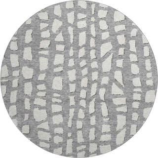 Piper Looms Mayfield Squares AMF754 Gray Machine Washable Area Rug Round Main Image