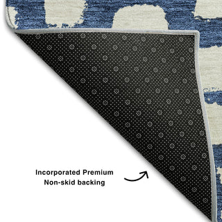 Piper Looms Mayfield Squares AMF754 Navy Machine Washable Area Rug Backing Image