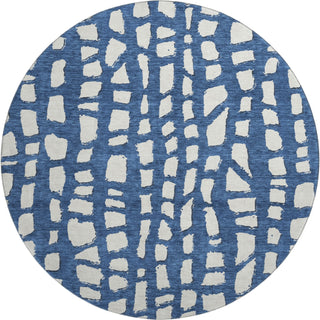 Piper Looms Mayfield Squares AMF754 Navy Machine Washable Area Rug Round Main Image